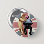 Vintage Friseur-Katze und Hund Button (Vorne & Hinten)