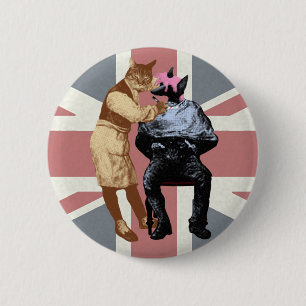 Vintage Friseur-Katze und Hund Button