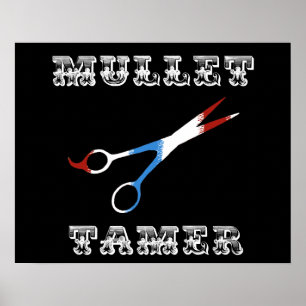 Vintage-Friseur lustiger Maultaschen-Tamer Poster