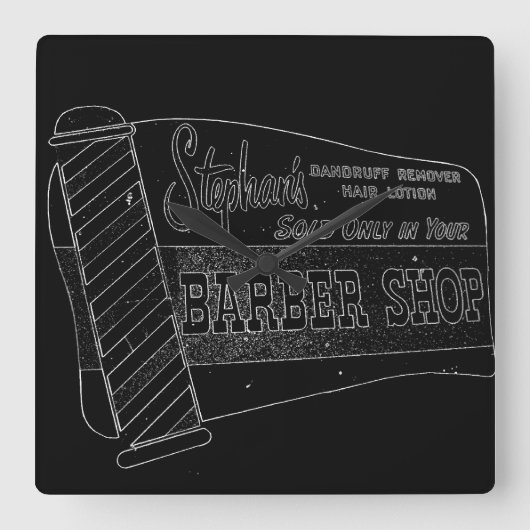 Vintage Friseur-Pole-Wand-Uhr des Quadratische Wanduhr (Vorderseite)