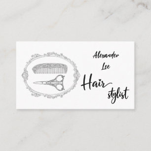 Vintage-Friseur-Schere-Kamm-Geschäftskarte Visitenkarte