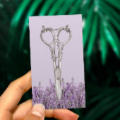 Vintage Friseurschere & Lavendel Blume Visitenkarte