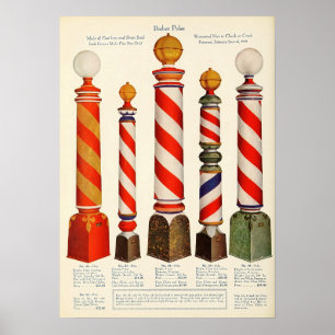 Vintage-Friseurstangen-Katalogposter Poster