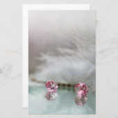 Vintage Frisiertisch Schmuckfeder aquamarin rosa Briefpapier (Vorne/Hinten)