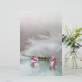 Vintage Frisiertisch Schmuckfeder aquamarin rosa Briefpapier (Stehend Vorderseite)