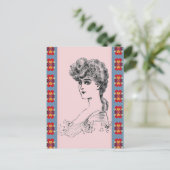 Vintage Frisur Postkarte (Stehend Vorderseite)