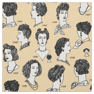 Vintage Frisur Retro-Girl-Muster aus den 40er Jahr Stoff