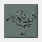 Vintage Frog Riding Goose Nature Whimsical Animal Magnet (Vorne)