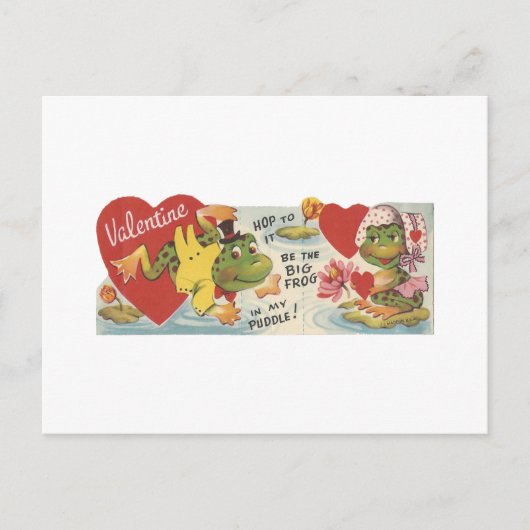 Vintage Frogs Valentine Feiertagspostkarte (Vorderseite)