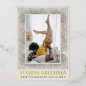 Vintage Frohe Festtage Folien Feiertagskarte (Vorderseite)