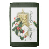 Vintage Frohe Festtage Weihnachten Badematte (Vorderseite Vertikal)