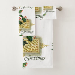 Vintage Frohe Festtage Weihnachten Badhandtuch Set