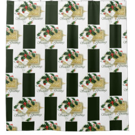 Vintage Frohe Festtage Weihnachten Duschvorhang