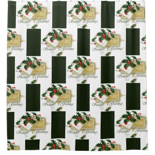 Vintage Frohe Festtage Weihnachten Duschvorhang (Vorderseite)