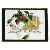 Vintage Frohe Festtage Weihnachten Große Geschenktüte (Vorderseite)