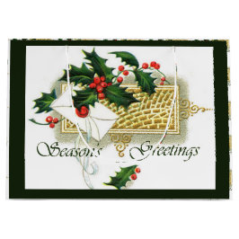 Vintage Frohe Festtage Weihnachten Große Geschenktüte