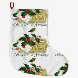 Vintage Frohe Festtage Weihnachten Großer Weihnachtsstrumpf