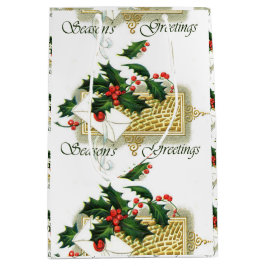 Vintage Frohe Festtage Weihnachten Mittlere Geschenktüte