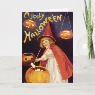 Vintage Frohe Halloween-Hexe von Ellen Clapsaddle Karte