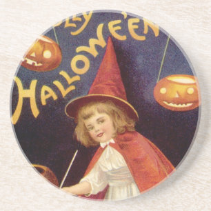 Vintage-Frohe-Halloween-Hexe von Ellen Clapsaddle Untersetzer