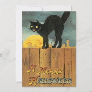 Vintage Frohe Halloween-Katze von Ellen Clapsaddle Einladung