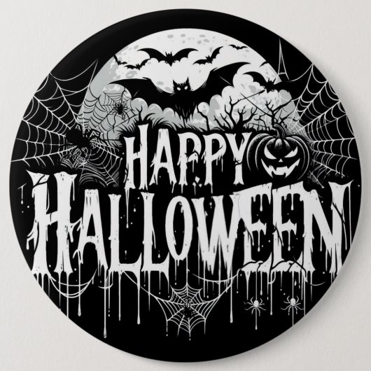 Vintage Frohe Halloween Kunst Button (Vorderseite)