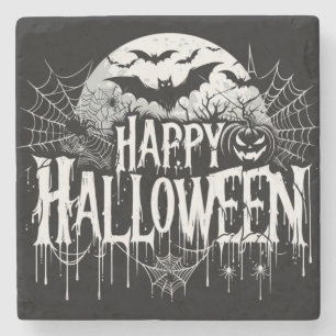 Vintage frohe Halloween-Kunst Steinuntersetzer
