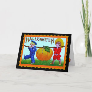 Vintage Frohe Halloween-Kürbis - Halloween-Karte Karte