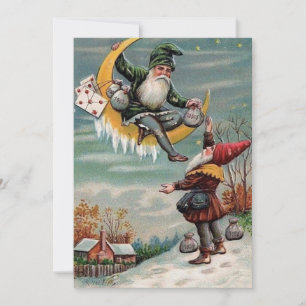 Vintage Frohe Neujahr Gnome Feiertagskarte