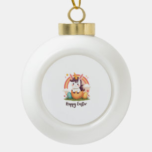 Vintage Frohe Ostern Einhorn Regenbogen Ei Süße Ki Keramik Kugel-Ornament