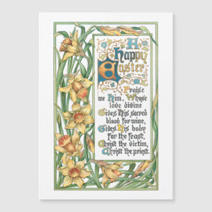 Vintage Frohe Ostern Ornamentaler Text mit Ostergl Magnetkarte