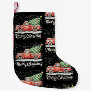 Vintage Frohe Weihnachten altmodischer roter LKW Kleiner Weihnachtsstrumpf