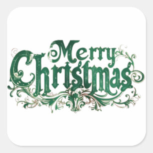 Vintage Frohe Weihnachten Design2 Quadratischer Aufkleber