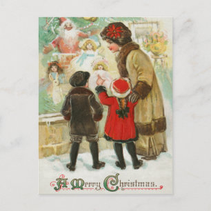 Vintage Frohe Weihnachten Familie Mutter und Kind