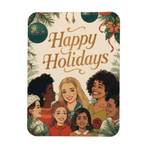 Vintage Frohe Weihnachten Familie Neujahrsbotschaf Magnet