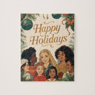 Vintage Frohe Weihnachten Familie Neujahrsbotschaf Puzzle