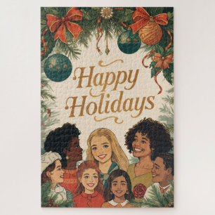 Vintage Frohe Weihnachten Familie Neujahrsbotschaf Puzzle