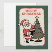 Vintage Frohe Weihnachten Feiertag Santa liest  (Vorne/Hinten)