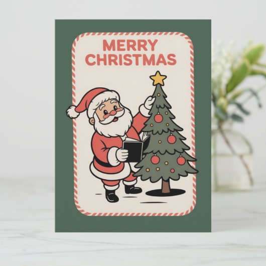 Vintage Frohe Weihnachten Feiertag Santa liest  (Stehend Vorderseite)