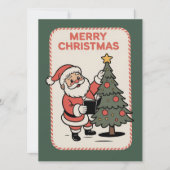 Vintage Frohe Weihnachten Feiertag Santa liest  (Vorderseite)