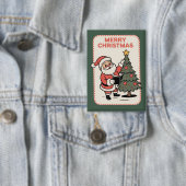 Vintage Frohe Weihnachten Feiertag Santa liest  Button (Insitu)