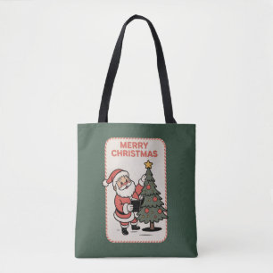 Vintage Frohe Weihnachten Feiertag Santa liest Tasche
