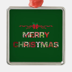 Vintage Frohe-Weihnachten Feiertag Silbernes Ornament