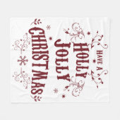 Vintage Frohe Weihnachten Fleecedecke (Vorderseite (Horizontal))