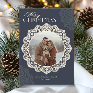 Vintage Frohe Weihnachten Häkeldeckchen Rahmen Fot