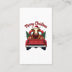 Vintage Frohe Weihnachten Highland Kuh Rotes Lastw Visitenkarte
