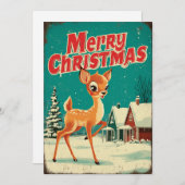 Vintage Frohe Weihnachten Hirsch Kunst (Vorne/Hinten)