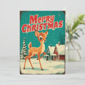 Vintage Frohe Weihnachten Hirsch Kunst (Stehend Vorderseite)