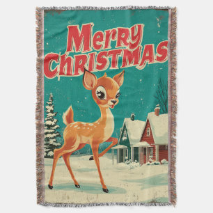 Vintage Frohe Weihnachten Hirsch Kunst Decke