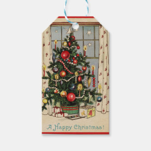 Vintage Frohe Weihnachten Holiday Baum Geschenkanhänger